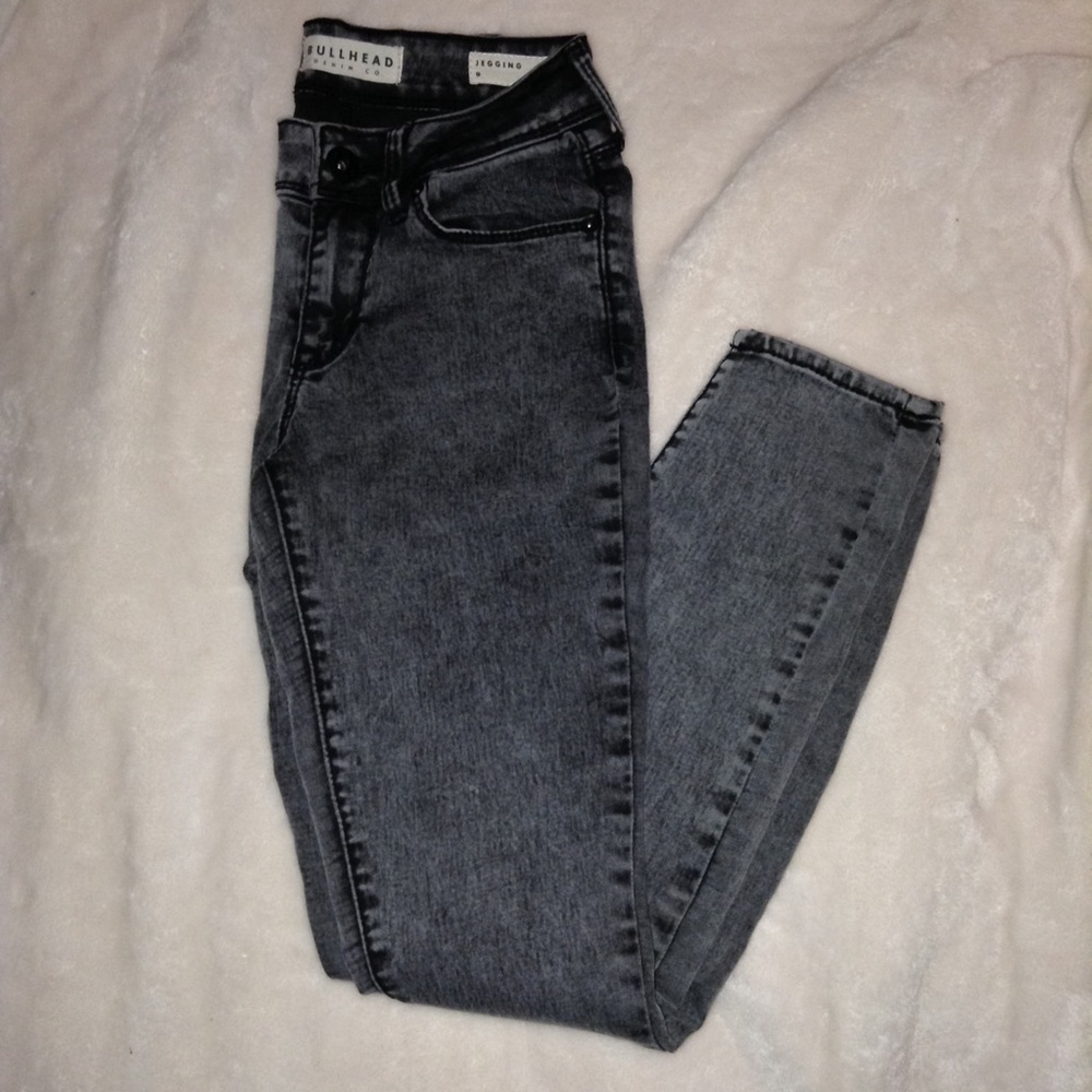 Bullhead Denim Black Gray Acid Wash Jegging